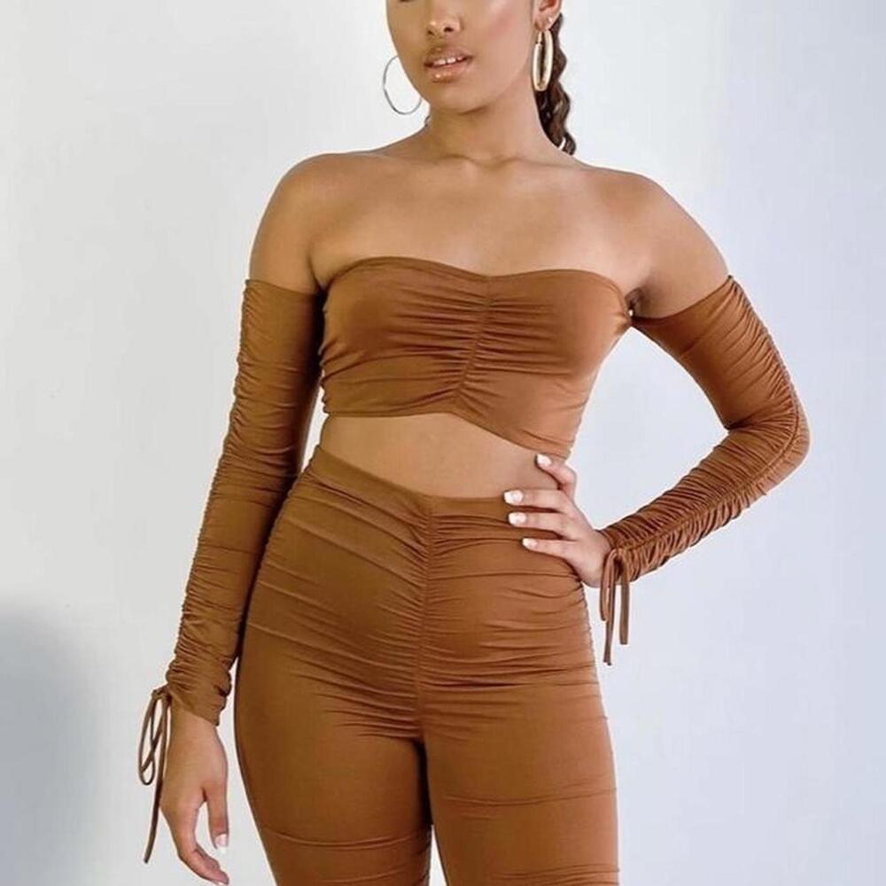 Women's Brown and Tan Crop-top